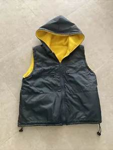 Chaleco con capucha de nailon/vellana reversible negro-amarillo adultos talla pequeña joven grande - Imagen 1 de 8