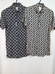 River Island Bundle x2 Mens Size XXS Navy mix geometric pattern shirt New - Picture 1 of 18