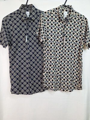 River Island Bundle x2 Mens Size XXS Navy mix geometric pattern shirt New - Image 1 of 4