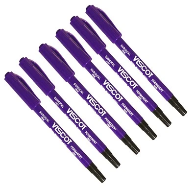 6 Dual Tip Viscot Tattoo Piercing Skin Marker Medical Surgical Scribe Pen