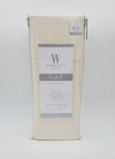 Wamsutta 1 Piece King Flat Sheet Ivory Stripe 100% Pima Cotton 525 TC Oversized