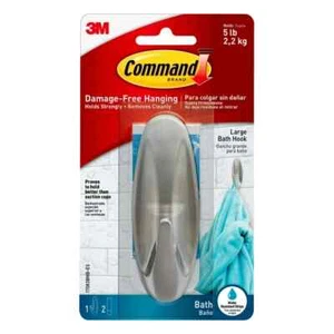 Command Bath Large Designer Hook, 1 Hook, 2 Strips/Pack 1 Pack - Picture 1 of 2