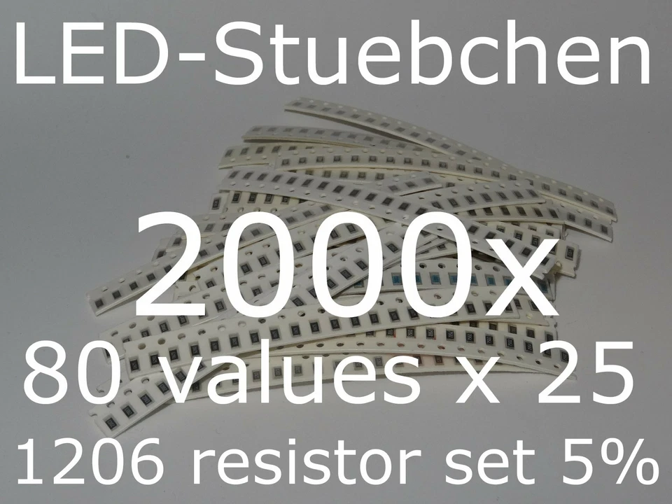 MARKENLOS SMD Widerstandssortiment 1206 5%, 80 Werte x 25 Stück = 2000 Stück