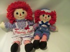 12" Pair Cloth Raggedy Ann and Raggedy Andy by Aurora Hasbro