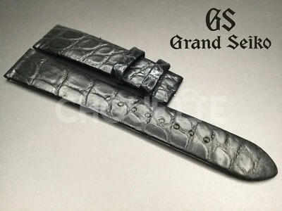 Correa de cuero de cocodrilo negro OEM Grand Seiko 44GS SBGW047 / 9S64-00G0 18 mm Foto 1 de 4