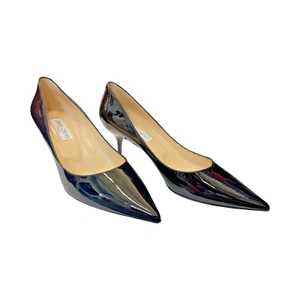 Jimmy Choo Aza Black Patent Leather Pointed Toe Pumps Size 40 NIB - Picture 1 of 5