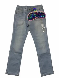 Girls My Favorite Knit Denim Jean Stretch Blue Size 4/5 Sequin Sleep Eye Mask - Picture 1 of 12