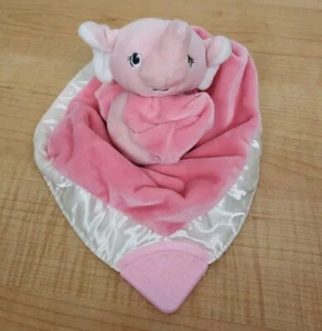 Manta de seguridad Gund rosa elefante bebé felpa mordedor amoroso blanco satinado - Imagen 1 de 11