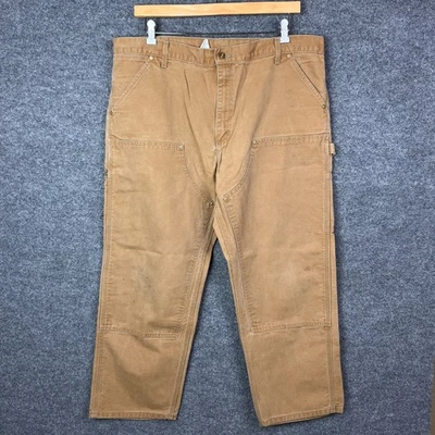 Pantalones de Trabajo Carhartt Para Hombre Doble Rodilla Marrón Algodón Lona Carpintero Talla 42x30 Foto 1 de 4