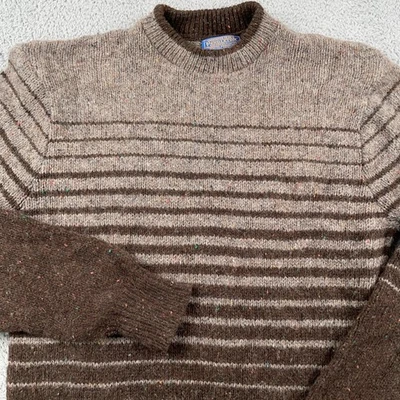 VINTAGE Pendleton Sweater Mens Medium Brown Wool Striped Donegal Crewneck - Image 1 of 4