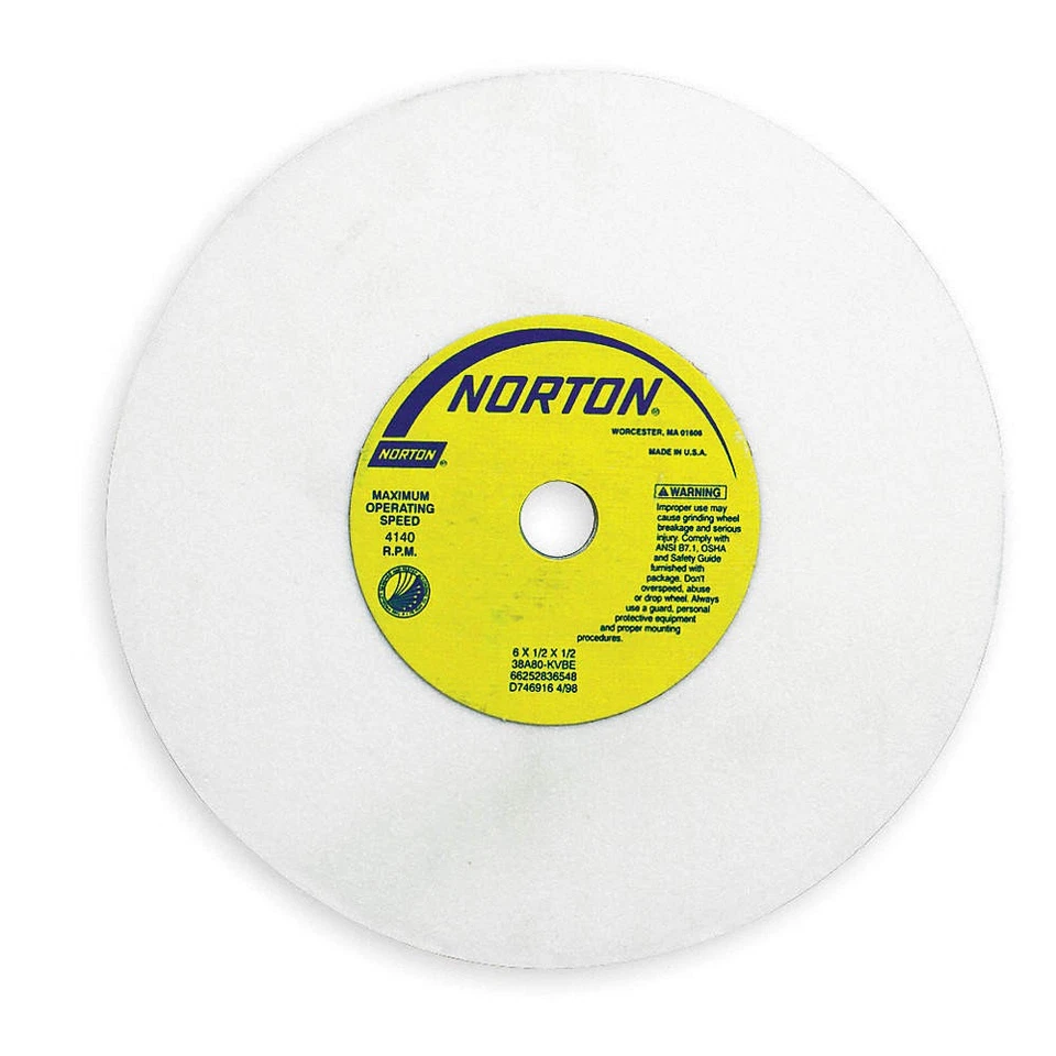 NORTON 66252939690 StrghtGrindWhl,1.25"CN,46 Grit,7"Dia,PK5 1CTY7 - Image 1 of 1