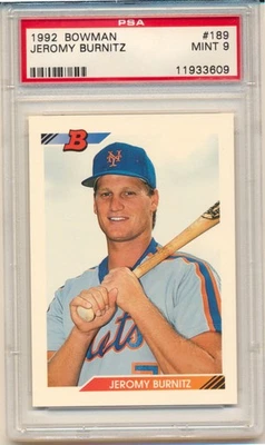 1992 Bowman Jeromy Burnitz (#189) PSA9 PSA - Image 1 of 2