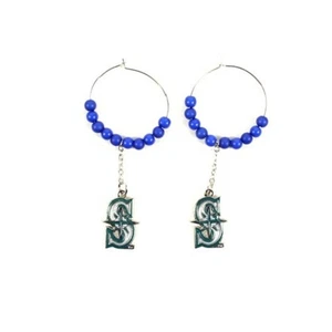 Seattle Mariners MLB Multi Bead Hoop Earrings - Picture 1 of 1