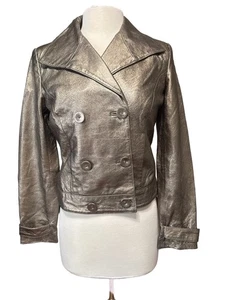 VINTAGE Spiegel Bronze Leather Jacket, Size 6 - Picture 1 of 8