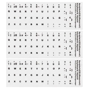 Spanish Keyboard Sticker White Background W Black Lettering 3Pcs - Afbeelding 1 van 3