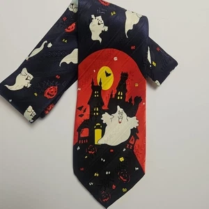 Corbata Retro Halloween Novedad Corbata Fantasma Calabaza Luna Casa Embrujada Espeluznante - Imagen 1 de 2