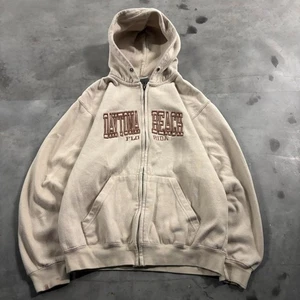 Vintage Y2K/2000s Cream Daytona Beach Streetwear Zip Up Hoodie! Size S - Picture 1 of 7
