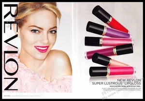 Revlon 2010er Print Werbung (2 Seiten) 2013 Lippen Emma Stone Schulterfrei Sexy - Bild 1 von 1