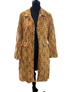 Anthropologie SNAK Herbstliche Blumentapete Samtmantel Knopfleiste Damen 8 - Bild 1 von 10