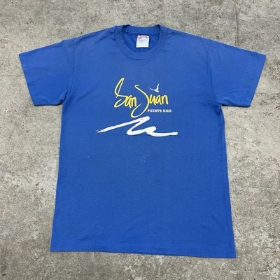 Винтажная синяя футболка 90-х Сан-Хуан Пуэрто-Рико для взрослых средний остров туристическая редкая - Изображение 1 из 4