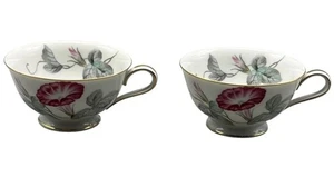 Noritake China 5108 Morning Glory tazas rojo rosa y blanco flores verde LEER - Imagen 1 de 7