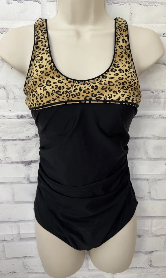 Traje de baño Shore Shapes talla 8 adelgazante negro leopardo un precio forrado traje de baño Foto 1 de 4