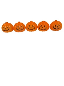 5 Vtg 80's Halloween 2 Sided Pumpkin Jack O Lantern Blow Mold String Light Cover - Picture 1 of 5