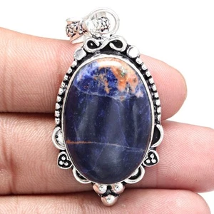 Pendant Sodalite Gemstone Handmade Mother'Day Silver Jewelry 2" - Imagen 1 de 7
