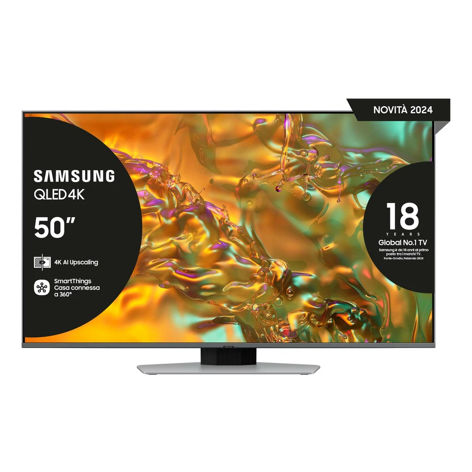 Smart TV Samsung Q80D TV QLED 4K 50” QE50Q80DATXZT  Wi-Fi Eclipse Silver 2024 - Immagine 1 di 4