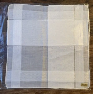 VINTAGE SWISS HANDKERCHIEF IVORY MENS WOMANS GEOMETRIC DAMASK HAND ROLL - Picture 1 of 5
