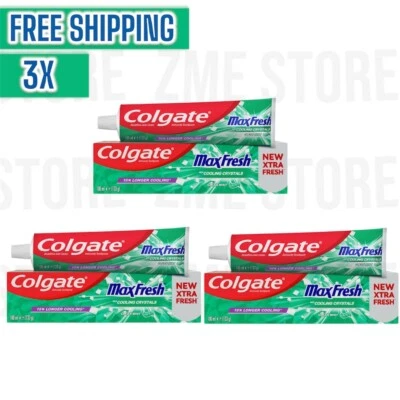 3 X 100 ML Colgate Max Fresh Green Toothpaste COOLING CRYSTALS CLEAN MINT - Image 1 of 4
