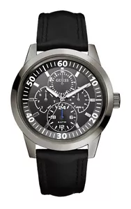 Orologio Uomo Guess W10584G1 Newport Cinturino Pelle Nero - Foto 1 di 1
