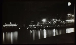 ANTIGUA Diapositiva Linterna Mágica 1904 FOTO DE EXPOSICIÓN BRADFORD Nº10 LAGO DE NOCHE - Imagen 1 de 2