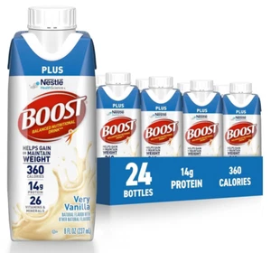 (24 Pack) BOOST PLUS Complete Protein Nutritional Drink, Very Vanilla, 8 Fl Oz - Picture 1 of 8