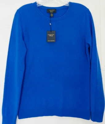 Suéter pequeno 100% cashmere gola redonda Charter Club Luxury US$ 139 NOVO COM ETIQUETAS, azul royal - Imagem 1 de 4