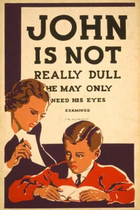 TEACHER JOHN IS NOT REALLY DULL EYE EXAME CHILDREN READING VINTAGE POSTER REPRO - Picture 1 of 3