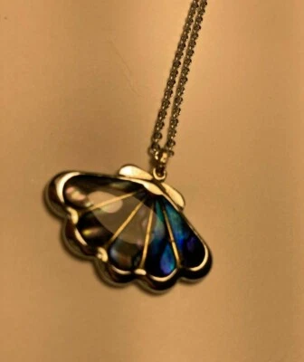 Original Blue Sea Opal necklace SHELL design Made in Hawaii - Image 1 of 3