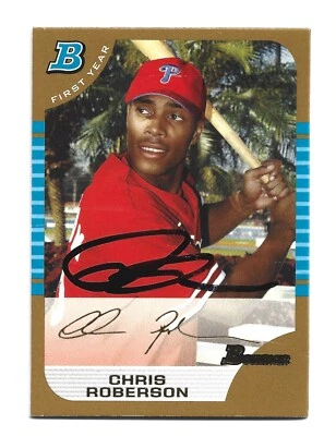 Chris Roberson AUTOGRAPH Philadelphia Phillies 2005 Bowman GOLD AUTO Baseball - Image 1 of 2