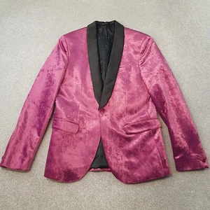 Topman Mens Jacket 40R Pink Velvet Tuxedo Smoking Dinner Blazer Satin Lapels - Picture 1 of 13