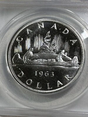 1963 Canada $1 Silver Coin Proof Like Graded MS 66 Cameo by ANACS - Image 1 of 4