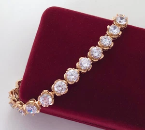 Luxus Tennis Armband Zirkonia Weiß 750er Gold 18K vergoldet 17,5 - 19,5 cm - Bild 1 von 5