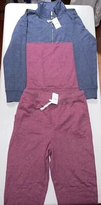 J. Crew Boys' Colorblock Sweat Shirt + Fleece Sweatpants SET SIZE XL BB449 BT346 - Picture 1 of 9