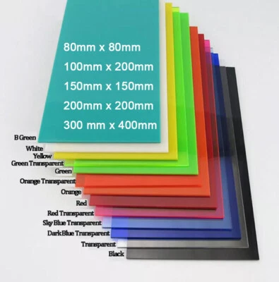 2.3mm Thick Color Acrylic Sheet Platte Panel Board 8x8/10x20/15x15/20x20/30x40cm - Image 1 of 4