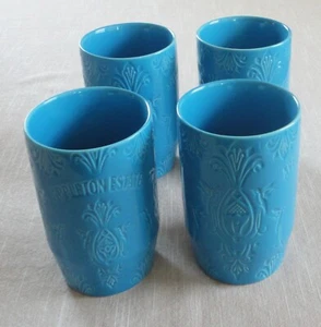 4 neuwertige Appleton Estate blaue Keramik Tiki Becher Karibik Rum Promotion seltener Fund - Bild 1 von 9