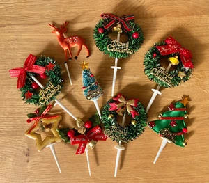 Weihnachtsdeko - Festliche Tortenaufsätze Cupcake-Topper 9 teilige Dekoration - Bild 1 von 10