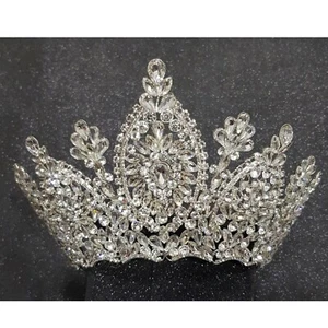 Bridal diadem silver Tiaras wedding queen Crowns for bride - Picture 1 of 3