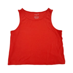 Camiseta sin mangas corta tejida acanalada Shein para mujer grande roja sin mangas de verano - Imagen 1 de 21