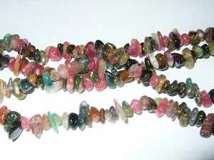 Perforated Hard Stones - Chips - 100pcs - MIXED TOURMALINE - Picture 1 of 1