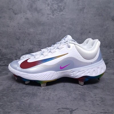 NIKE Alpha Huarache Elite 4 Low Metal Baseball Cleats Mens 7 Womens 8.5 Rainbow - Image 1 of 4