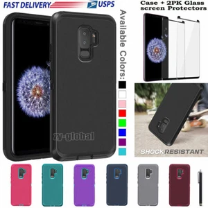 For Samsung Galaxy S9 Plus S9 Case Shockproof Hybrid Rugged Cover Tempered Glass - Picture 1 of 28